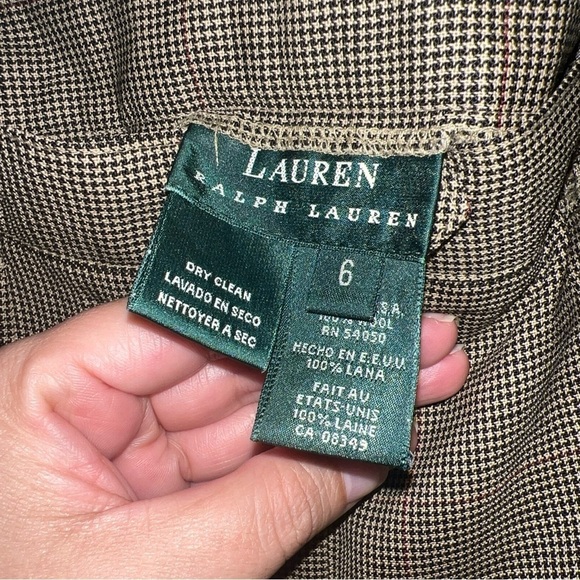 Women Vtg Wool Ralph Lauren High Rise Pleated Trouser Pants Size 6 Herringbone - Picture 4 of 9